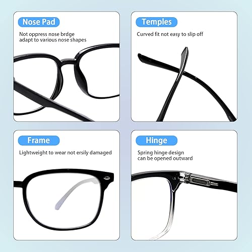Miniatura 10 de Paquete de 5 lentes de lectura con bloqueo de luz azul para mujeres, lectores de computadora con bisagra de resorte