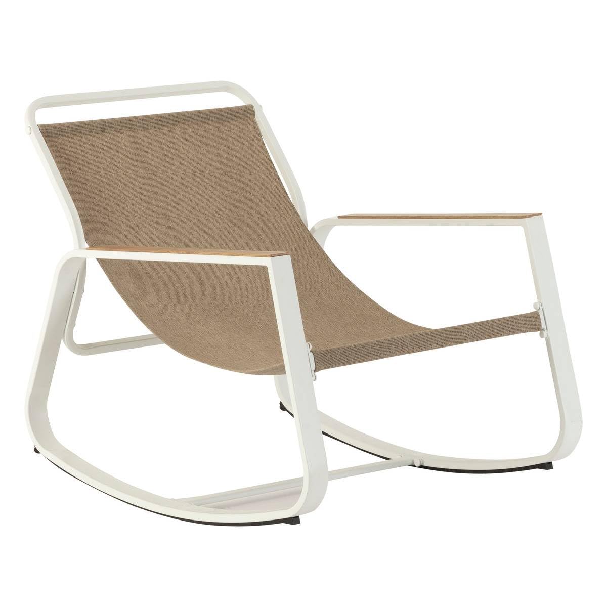 Hespéride - Fauteuil à Bascule Felinio Taupe - Acier Traité Epoxy Anti-Rouille - Mobilier d'Aménagement pour Jardin, Terrasse, Balcon, Patio