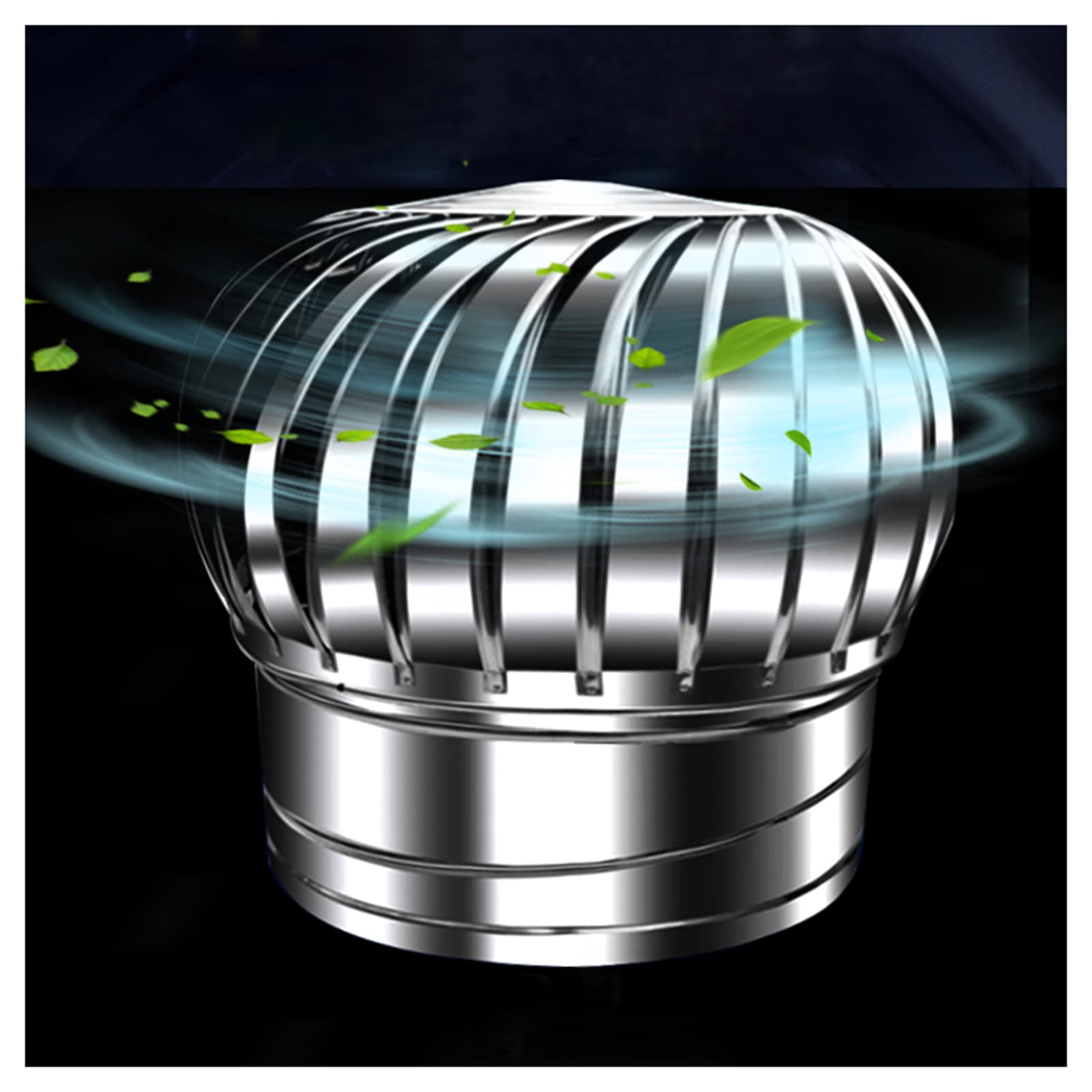 YFBCMXSKG Stainless Steel Rotating Chimney Cowl Cap Spinner,Turbine Ventilator,Anti-Downdraught,Fits Most Standard Chimney Pots,Rotating Cap,for Houses Factory Attic Farm,450mm