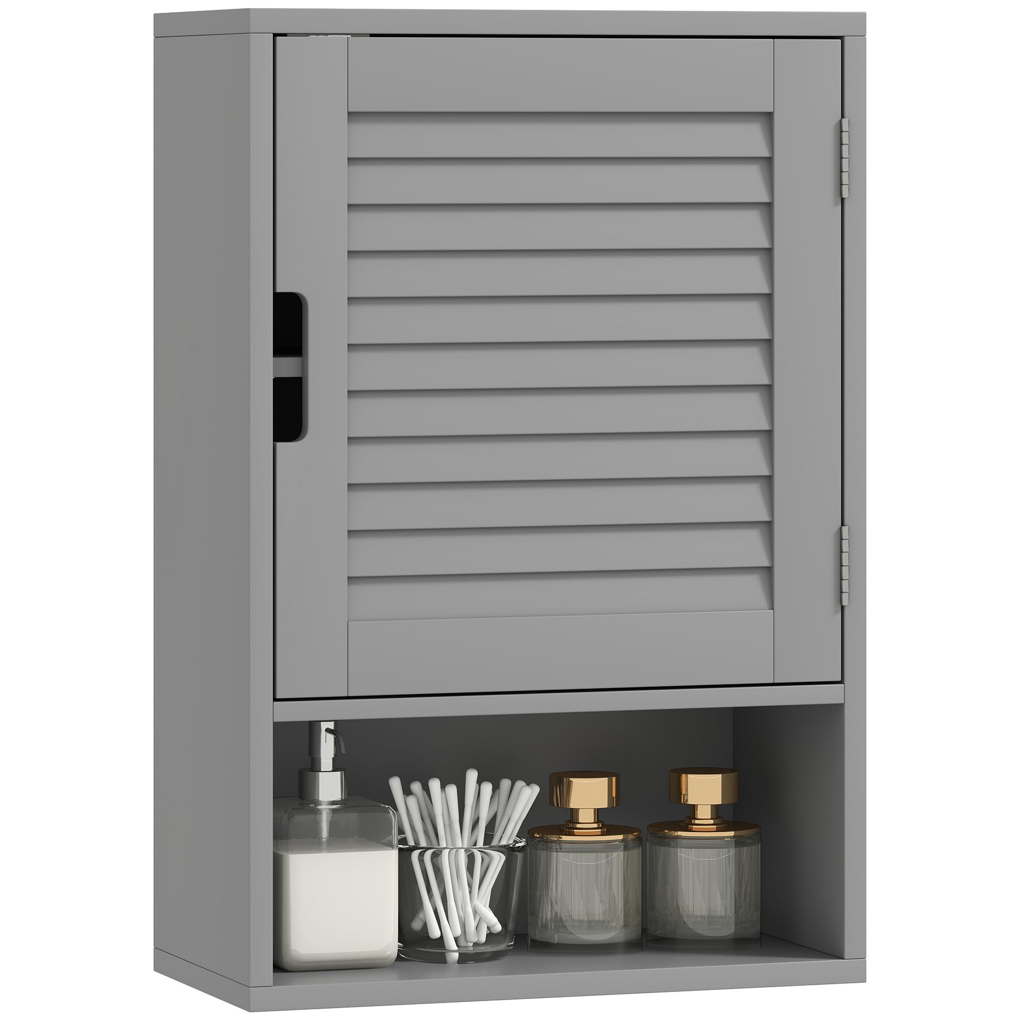 HOMCOM Bathroom Cabinet, Wall Mounted Storage Cabinet with Adjustable Shelves, Toilet Storage Cupboard for Bathroom, Living Room, 40 x 20 x 60 cm, Grey