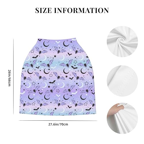Miniatura 4 de Fundas de asiento de coche de murciélago de Halloween para bebé, multiusos, luna, estrella, cubierta portavaso, cubierta transpirable para lactancia