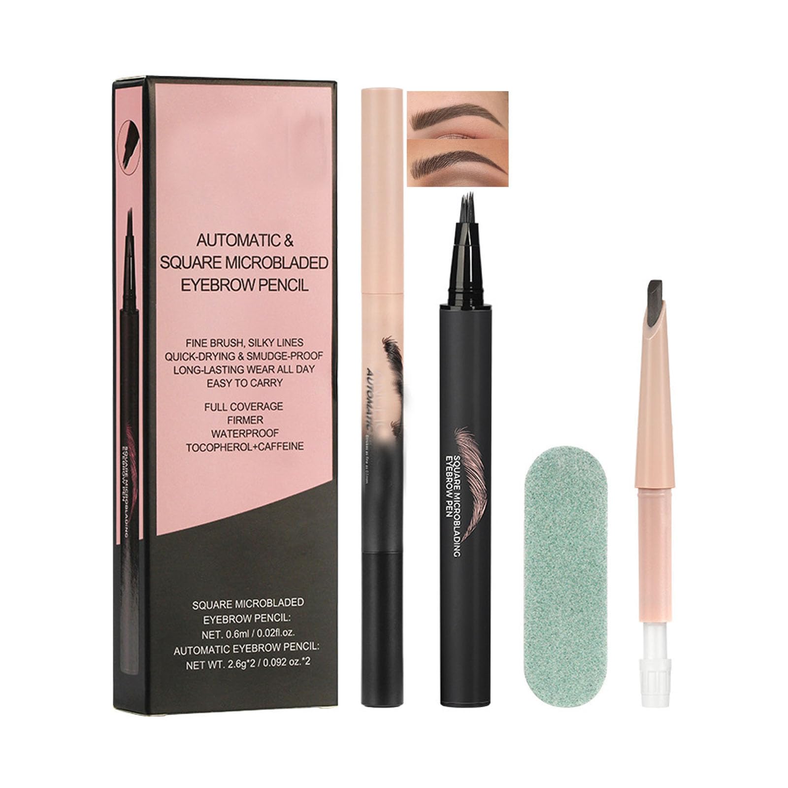 Automatic Square Microbladed Eyebrow Pencil Set For Precise Definition
