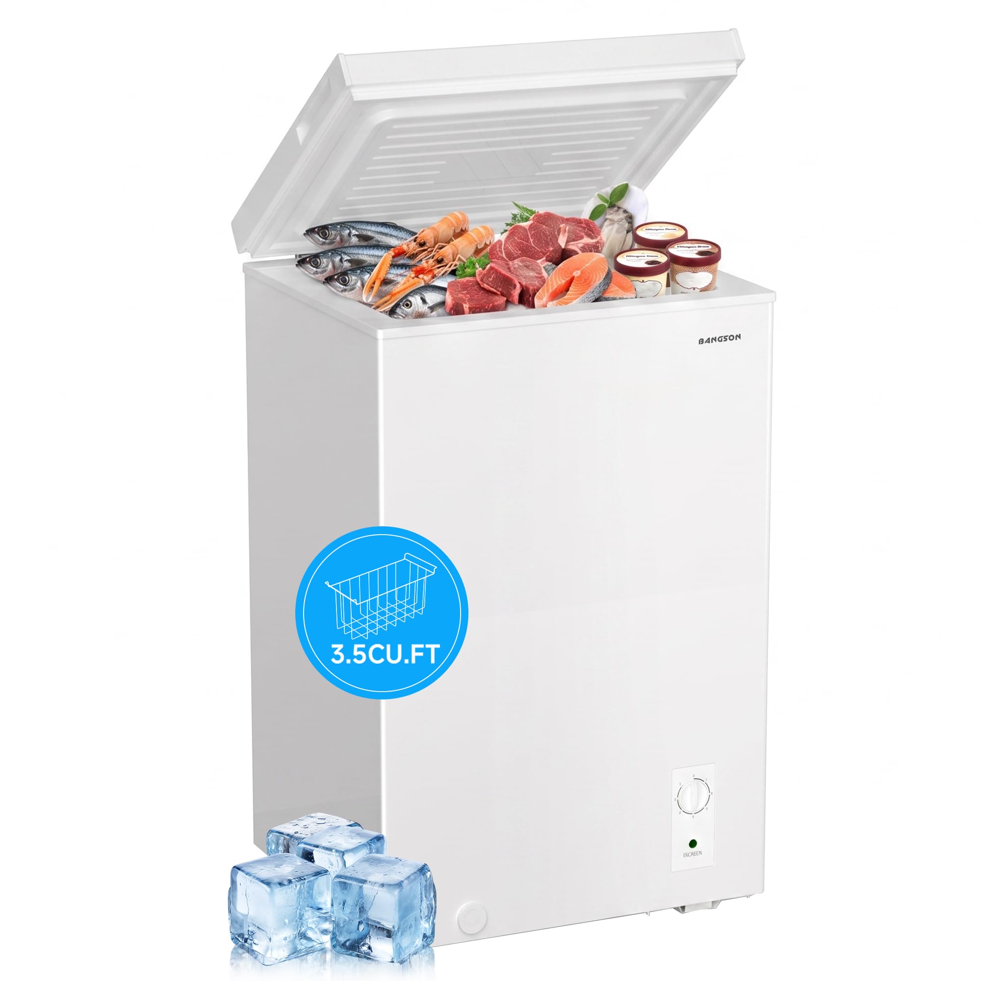 BANGSON 3.5 Cu.Ft Chest Freezer for Apartment, White