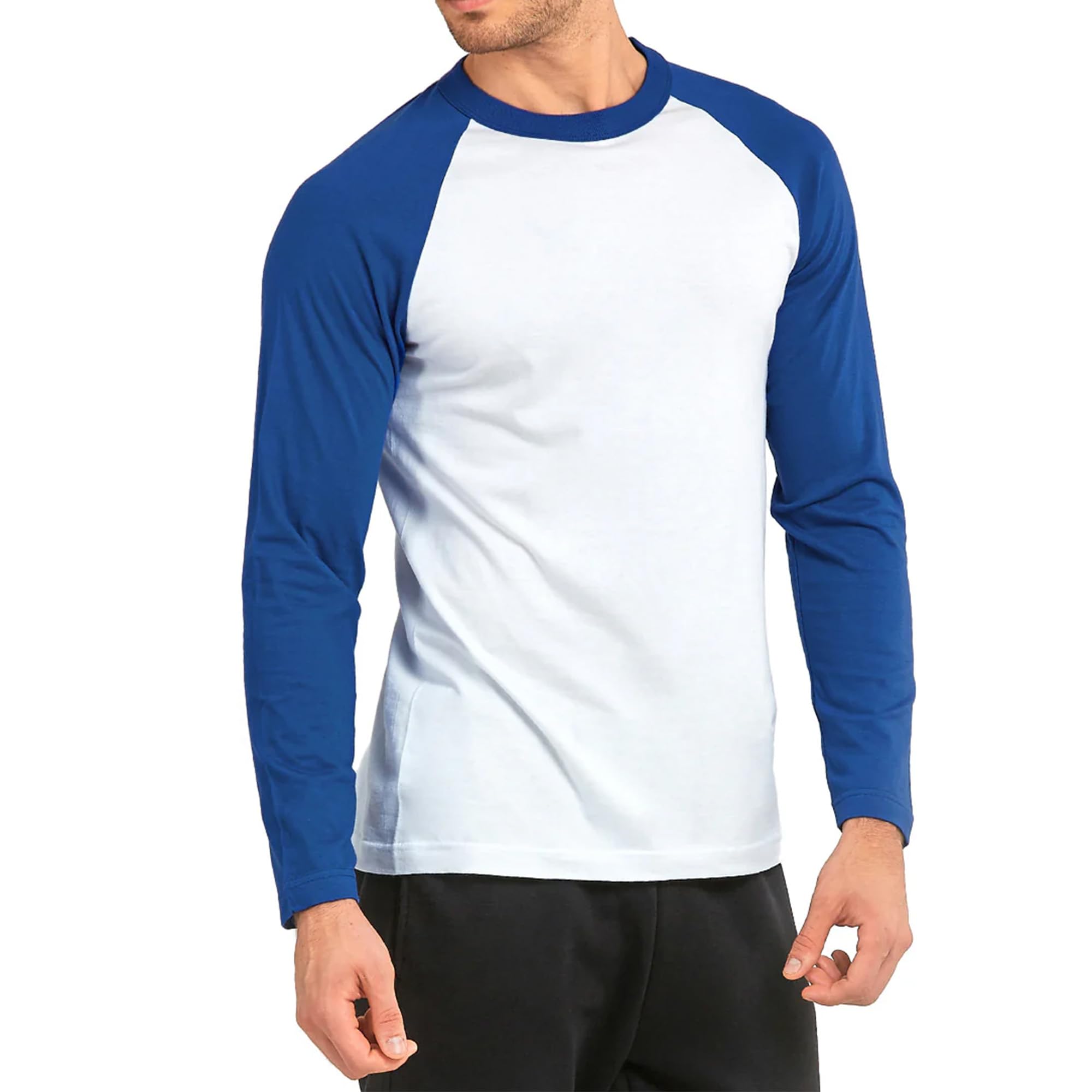 Men's Raglan Baseball Tee Shirt - Cotton Two Tone Casual Athletic Top