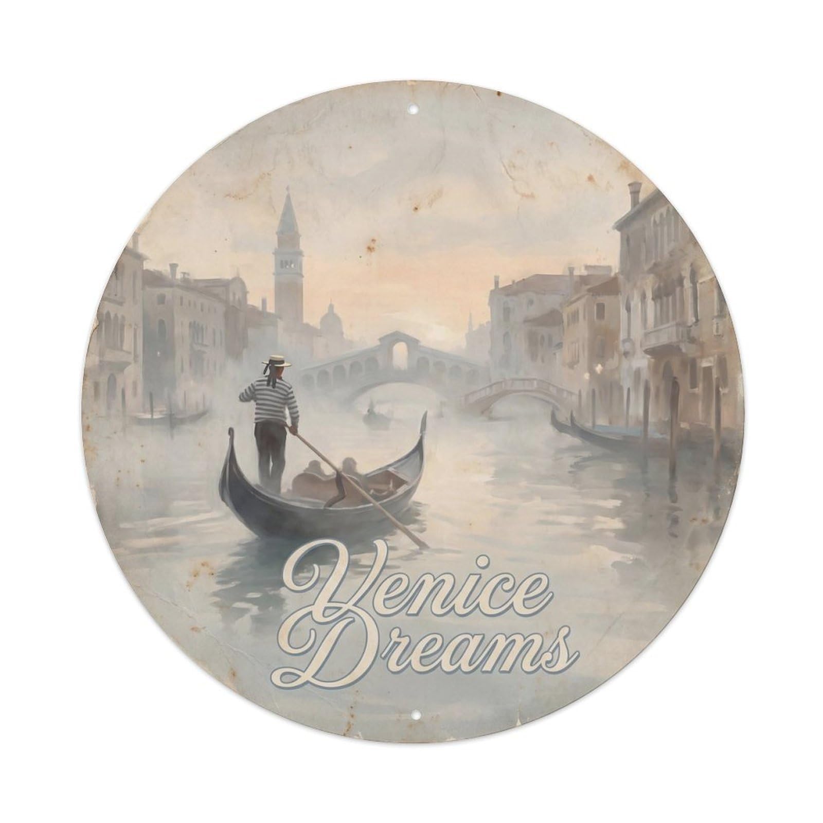 Vintage Travel Venice Waterway Journey Metal Tin Sign Plaque