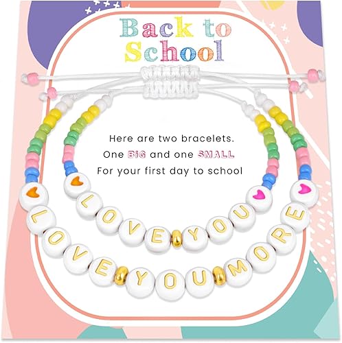 Raicegs Pulsera para el primer día de jardín de infantes, pulsera de regreso a clases, pulseras para mamá y yo para jardín de infantes, pulsera de