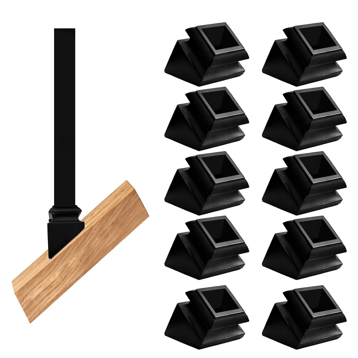 10pcs 1/2” 45 Degree Angle Square Alumminum Alloy Baluster Shoes,Stain Black Decorative Railing Spindle Shoe,Metal Durable Slant Base Shoes for Interior Round Balusters
