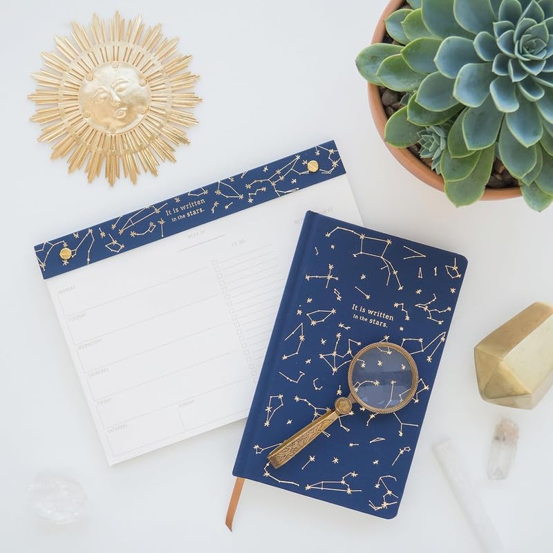 Designworks Ink Cloth Hardcover Journal Notebook with Lined Pages and Ribbon Marker for Work, Writing, Journaling - Navy Blue Journal with Gold Constellation, It Is Written In The Stars 5.125" x 8.25" - Image 4