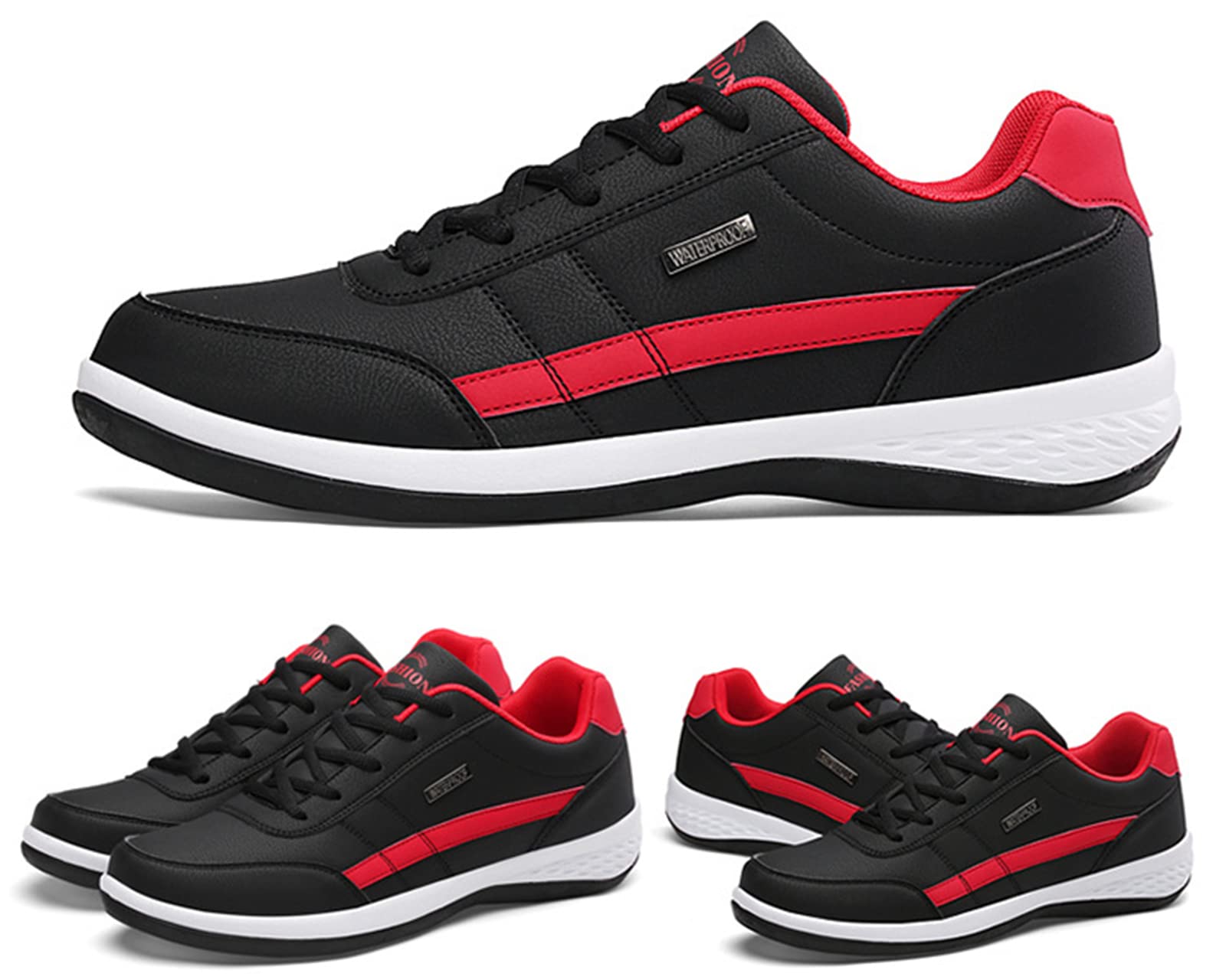 Chaussures De Course Pour Homme - Imperméables, Semelle Souple, Bout Rond - Tige En PU, Semelle Caoutchouc - Talon 2,5 Cm - Coloris Bleu Ou Noir