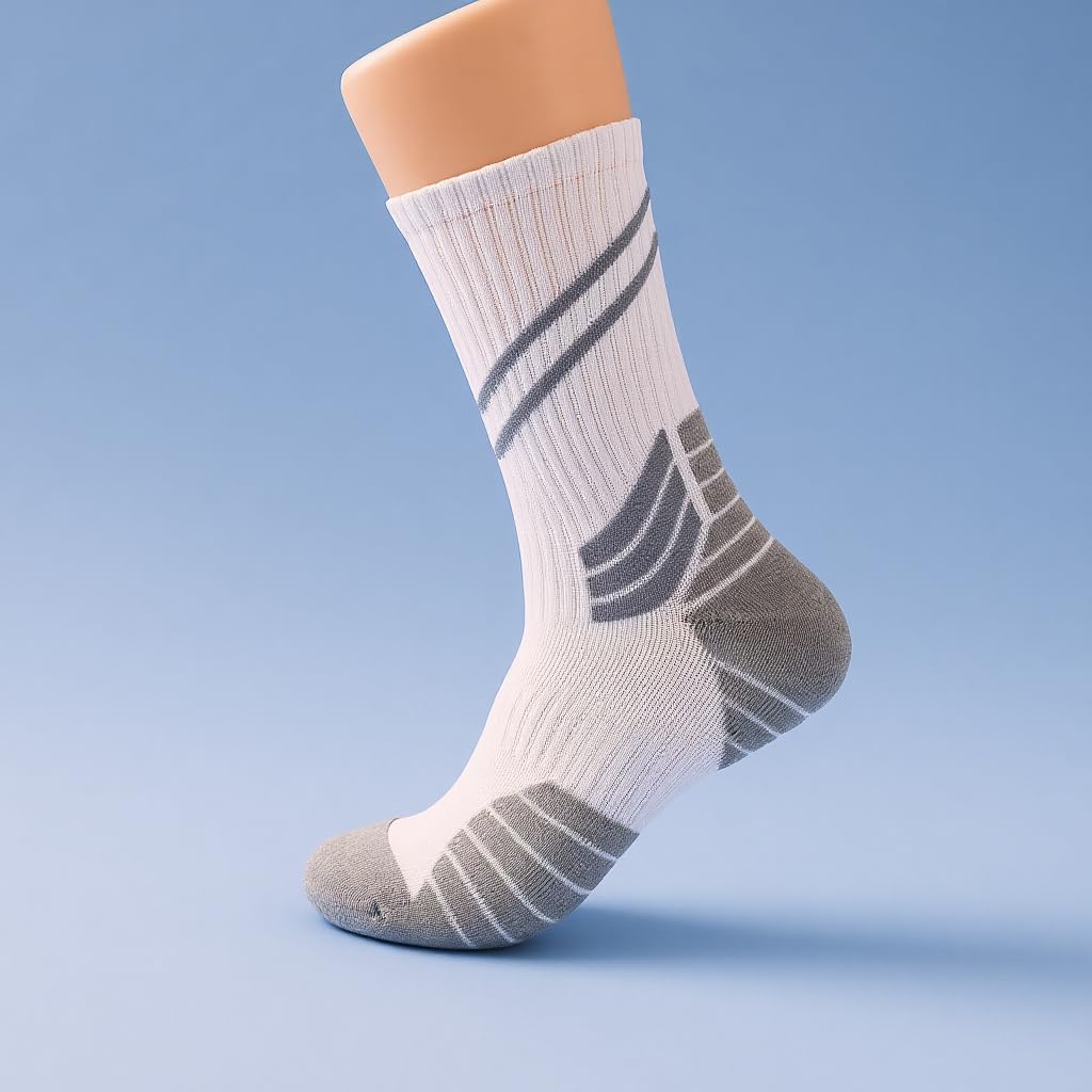 Men's 5 Pairs Mid-Crew Basketball Socks (Athletic Socks) – Polyester & Spandex, High Elastic, Breathable, Thickened Cushion, Non-Slip, Ankle Support, Moisture Wicking, Training Socks (Size 7-14) - Image 4