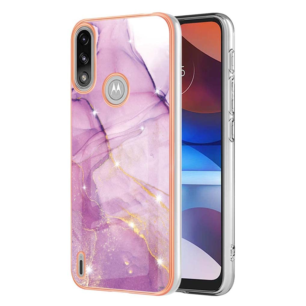 SEAHAI Cover Per Motorola Moto E7i Power/E7 Power: Custodia In Silicone TPU Con Glitter, Ultra Sottile E Antiurto (Viola Scuro) - 5