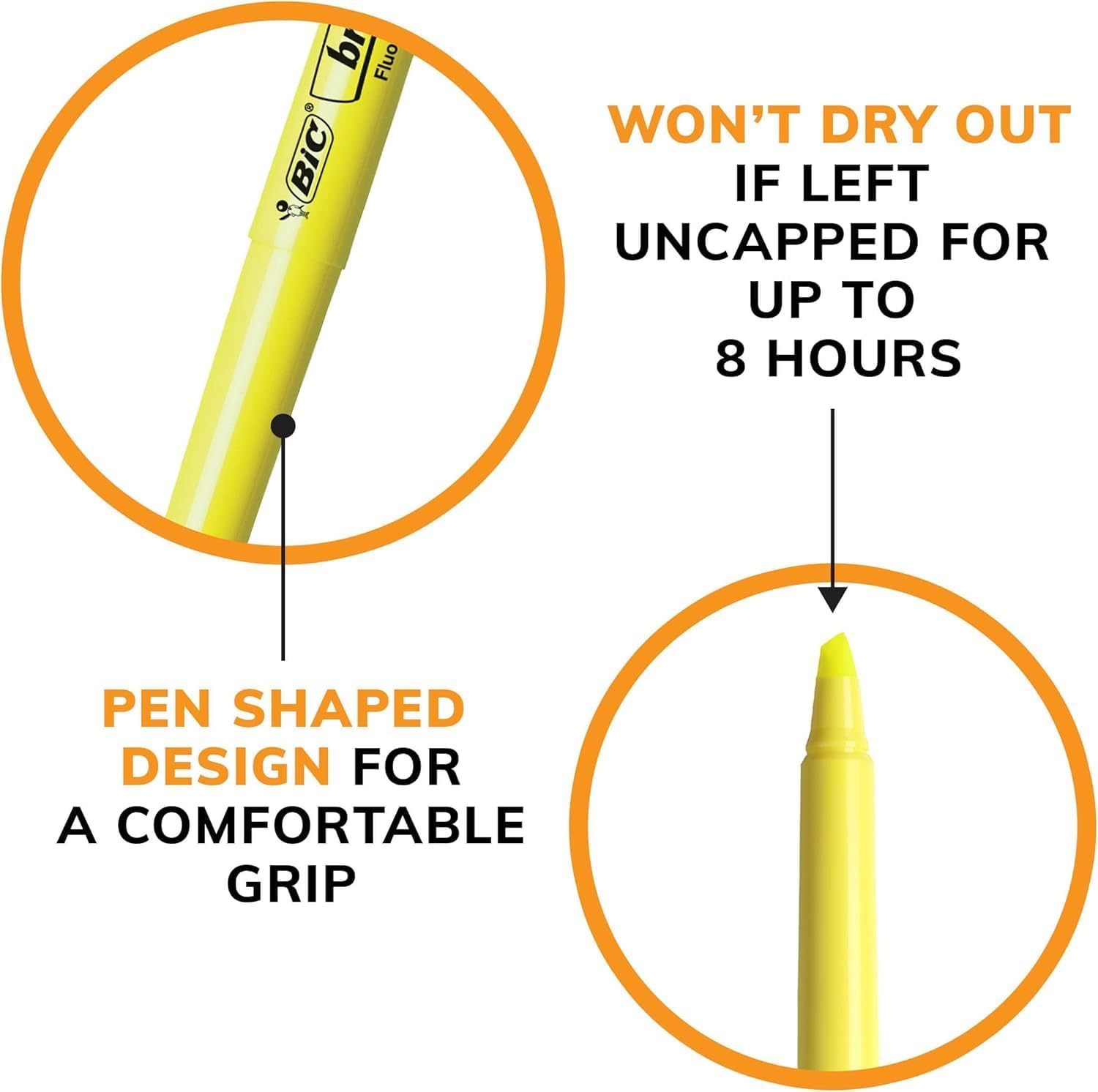 BIC Brite Liner Yellow Highlighters, Chisel Tip for Broad and Fine Lines, 48-count, Ideal Highlighter Set for Organizing and Coloring