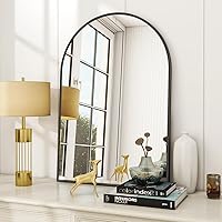 VooBang 24x36 Arched Wall Mirror Black - Modern Bathroom Vanity Mirror with Metal Frame, Easy Hang for Bedroom Living Room