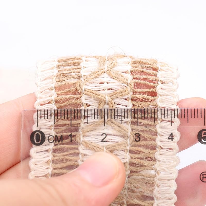 50/100M * 4cm di Larghezza Modello a Croce Nastro da Regalo di Iuta Nastro di Iuta Tessuto Rotolo Largo Nastro di Iuta per Decorazioni rustiche Confezioni Regalo