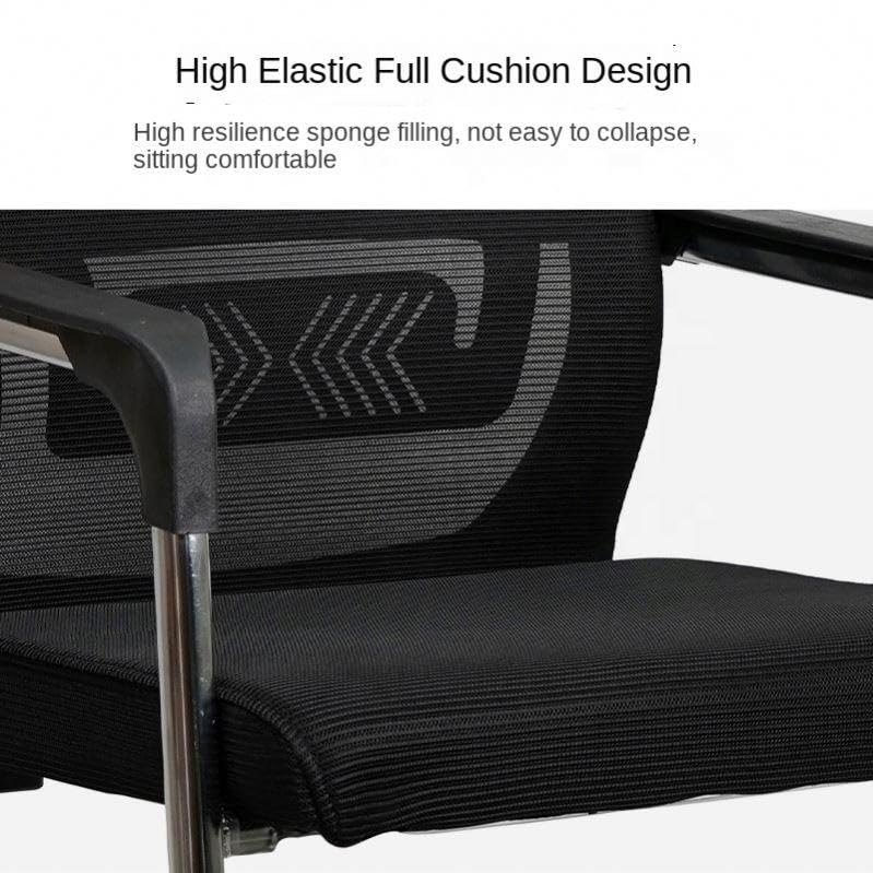 Image of Laddoo Ergonomic Mesh Visitor Chair, Black, Cushioned Seat with Lumbar Support, Chrome Metal Sled Base, Set of 2, Conference & Reception (Black) (Need Installation)