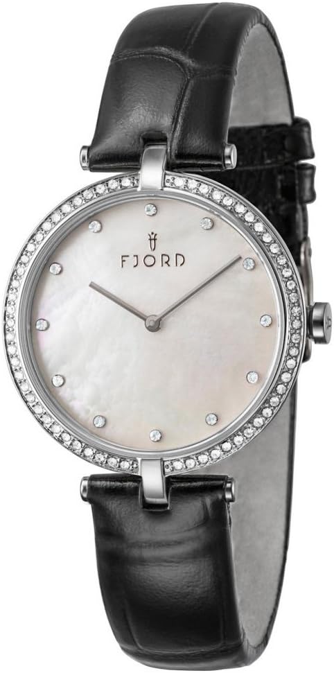 Fjord Women's Aslaug FJ-6025-01 Black Leather Quartz Watch