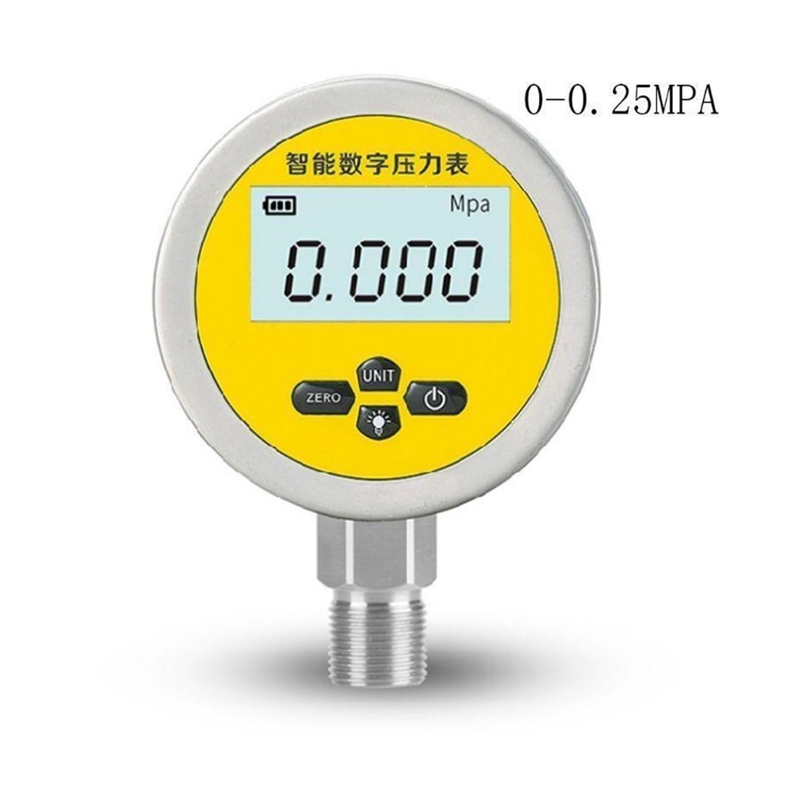 Druckmessgerät, 652F Digitales hydraulisches Manometer 0–60 MPa, 5 Einheiten, 3,15 Zoll, 0–10.000 PSI, Basiseingang Luftkompressor-Rohrleitungen(0-0.16Mpa)