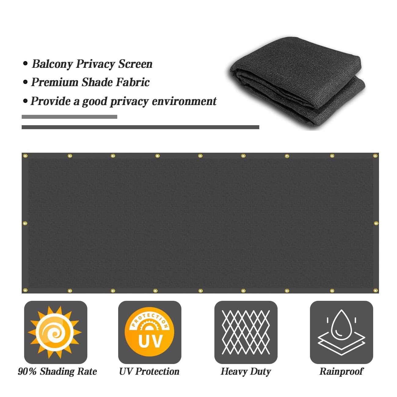 Vocray 1.2X5M Privacy Screen for Balcony Apartment Railing Sun Protection Balcony Netting, Wind and Dust Barrier - Image 2