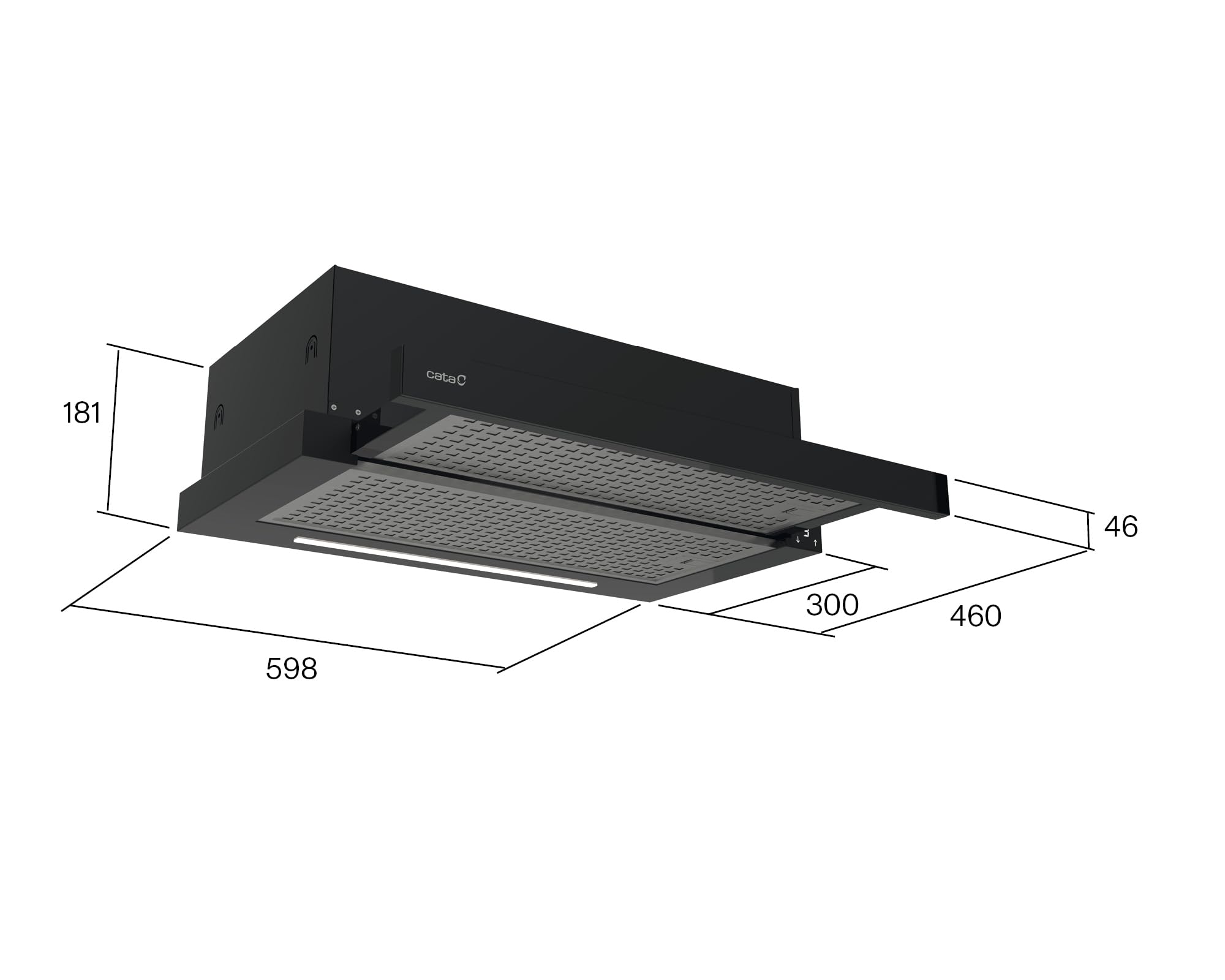 CATA Campana Extractora Telescópica, 391 m³/h, 4 Velocidades 3+1 Turbo, Control Táctil con Display, Motor Brushless de 53 W, LED Regulable, Clase A+, Negro