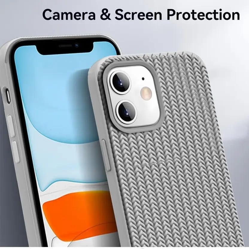 Image of Compatible with iPhone 12 | Premium Textured Microfiber Candy Protective Case | Shock-Absorbing Back Cover with Enhanced Camera Guard (Gray)