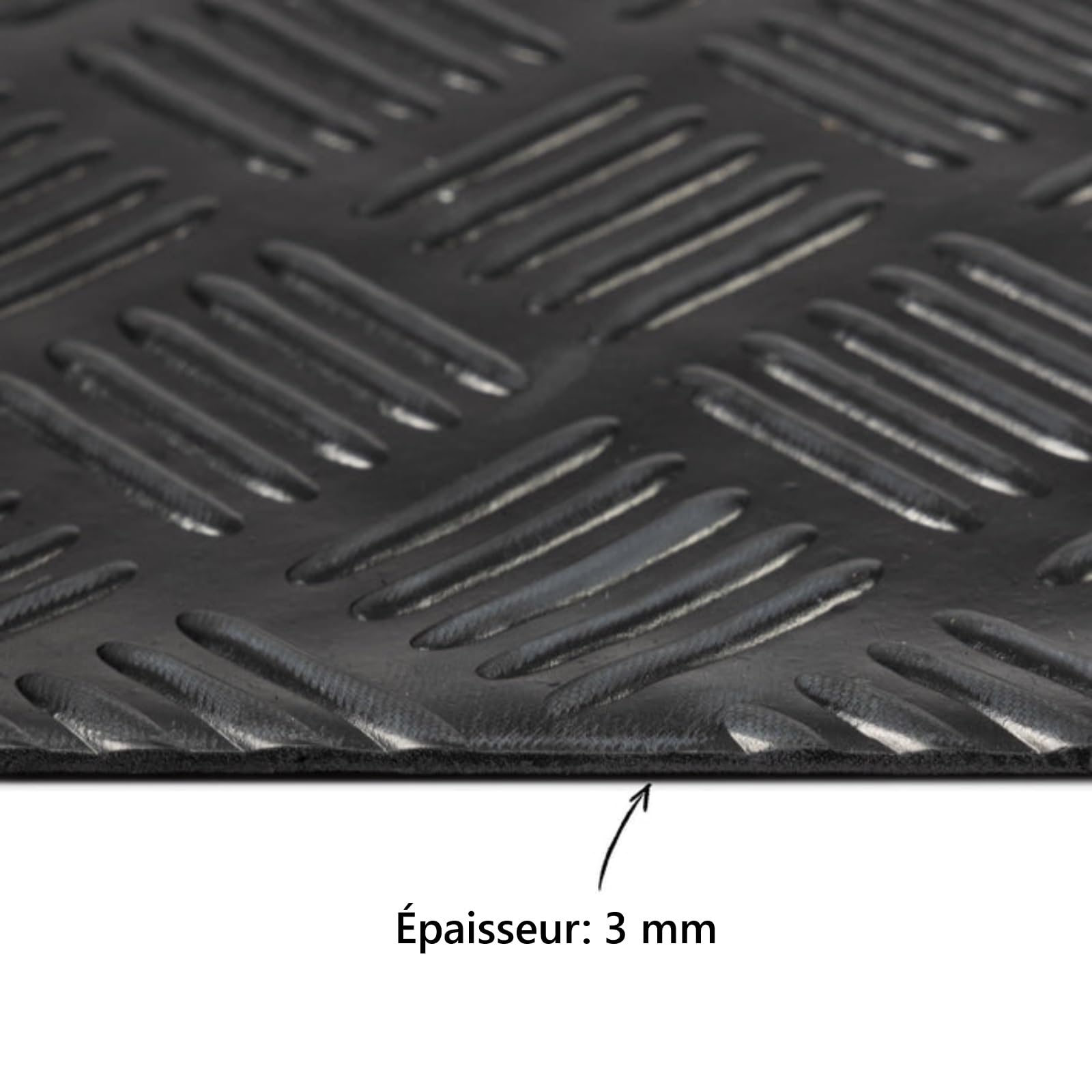 KARAT - Tapis en Caoutchouc antidérapant - Coureur en Caoutchouc - Tapis de Sol Aspect tôle ondulée - Revêtement de Sol résistant de -30°C à +69°C, 3 mm d'épaisseur Modèle Karo Motif carré 100x150 cm