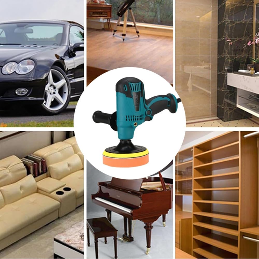Pulidora Para Detalles De Automóviles, Con 10 Accesorios, 6 Velocidades, 3000Rpm, Pulidoras Y Abrillantadoras Para Automóviles, Disco De Pulido De 125 Mm, Eje De 135 Mm, Para Pulir Y Encerar