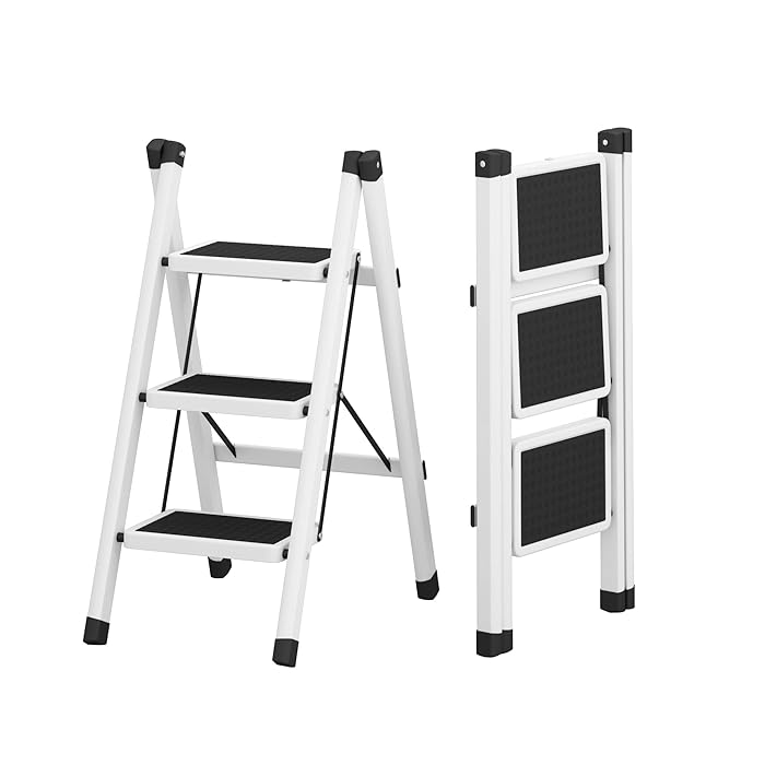 Buy JOISCOPE 3 Step Ladder, Folding Ladder Stool with NonSlip Wide