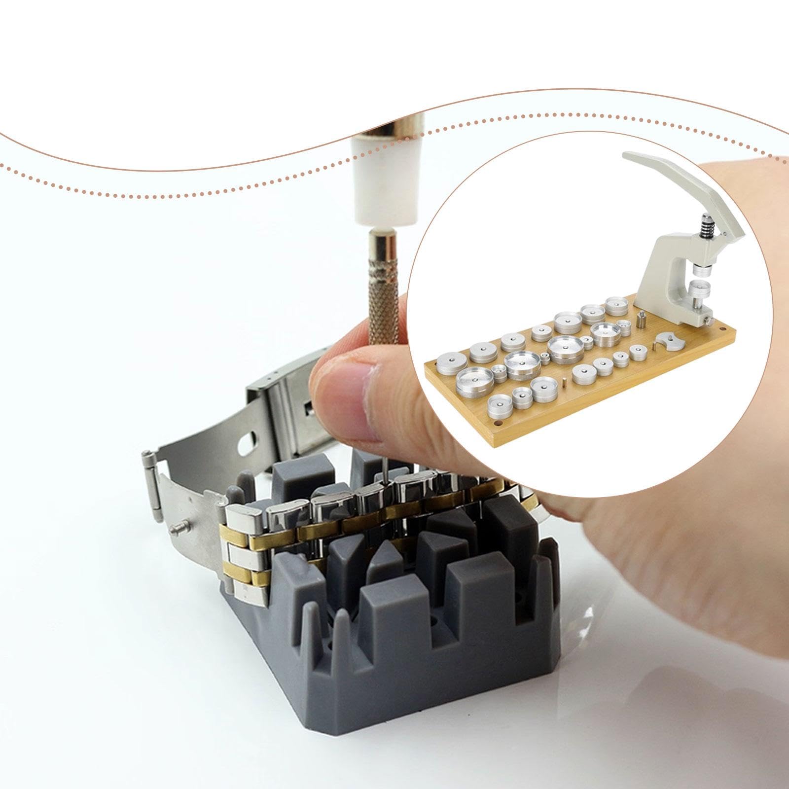 Perfeclan Uhrenpresse,​Uhrenpresswerkzeug-Set aus Aluminium,Uhrenrückseiten-Verschlusswerkzeug,Uhrmacher, professionell, Hochleistungs-Reparaturwerkzeug- Für Batteriewechsel & Reparaturen