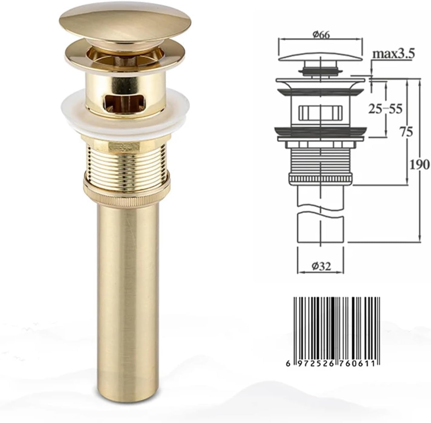 Tappo per lavandino pop-up, tappo per lavabo, Tappo for lavabo Tappo for lavabo Lavello Scarico pop-up Raccoglitore for capelli Tappo for rifiuti Accessori for rubinetti del bagno Ottone spazzolato Co