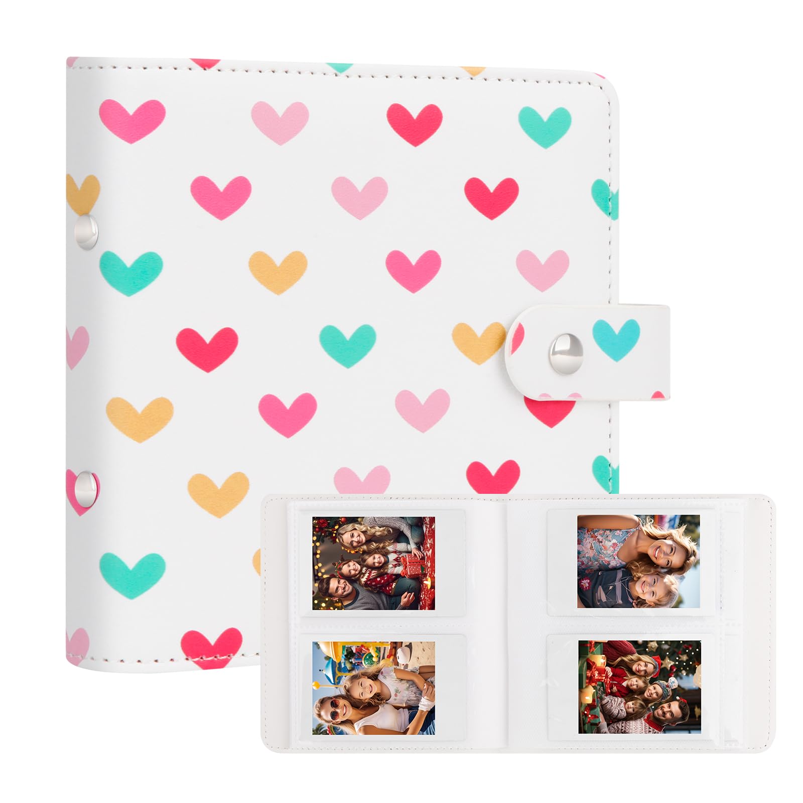 112 Tasche Mini Album Fotografico 2 x 3 Portatile Portafotografie Kpop Compatibile con Fujifilm Instax Mini Fotocamere/Polaroid Snap Touch/SocialMatic Fotocamere Istantanee (1Pack, Bianco)
