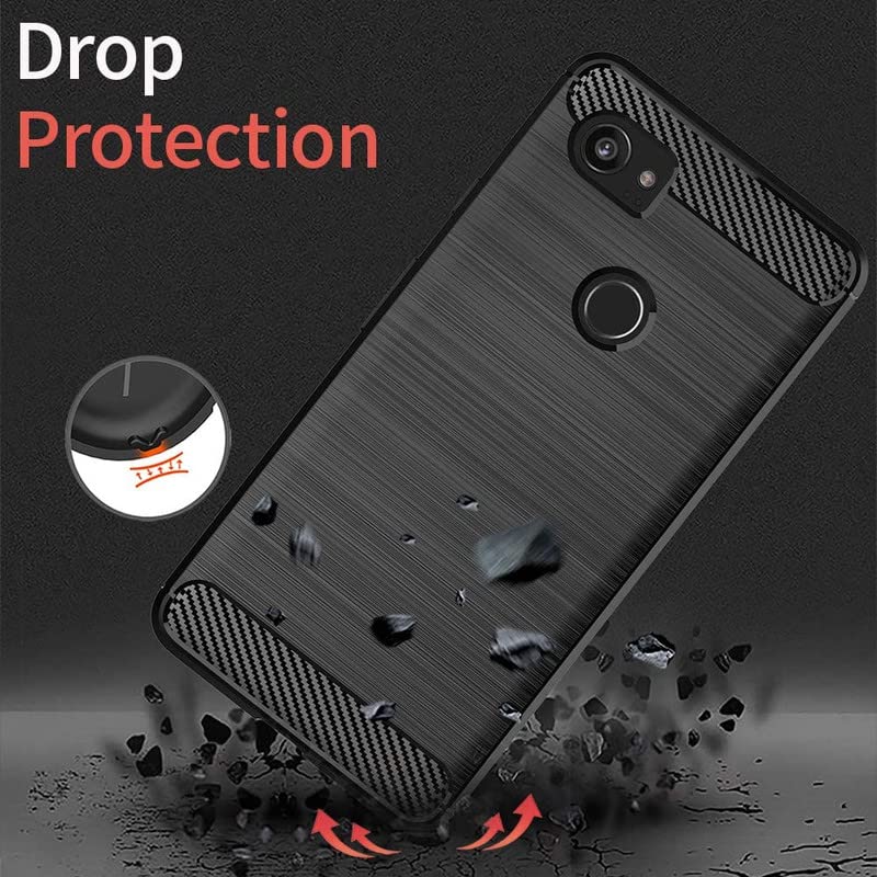 Image of NPRC Hybrid Ultra Slim Protective Case TPU Non-Slip Carbon Fiber Texture Shockproof Case Cover for Google Pixel 2 XL - Black