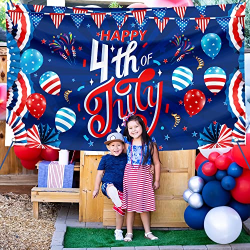 Image of Large 4th of July Decorations Banner Outdoor Patriotic Memorial Day Independence Day Flag71x44 Inch, Flag Day Yard Sign Bunting Background for Photography for Indoor Home House Decor Party Supplies