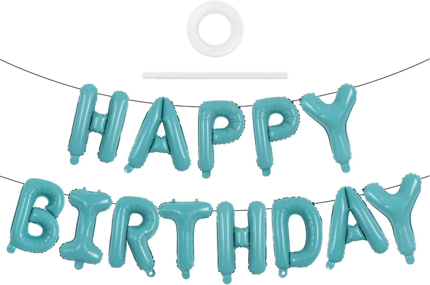 TONIFUL 16 Inch Teal Blue Happy Birthday Balloons Banner Decorations