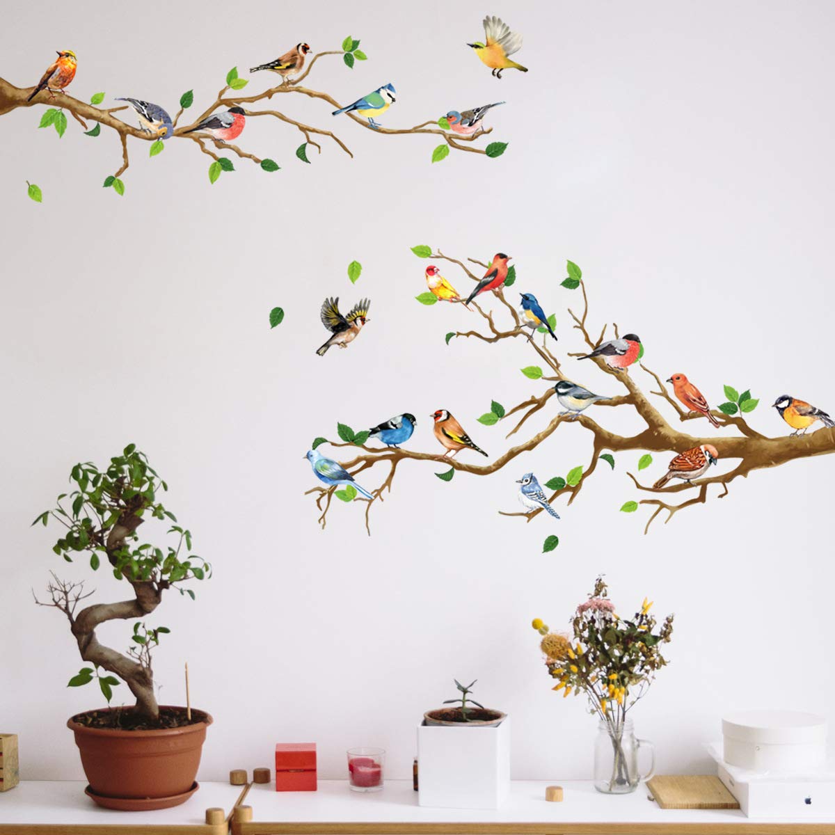RuntooBird Wall Decals Tree Branch Wall Stickers for Kids Bedroom Living Room Bathroom Wall Decor