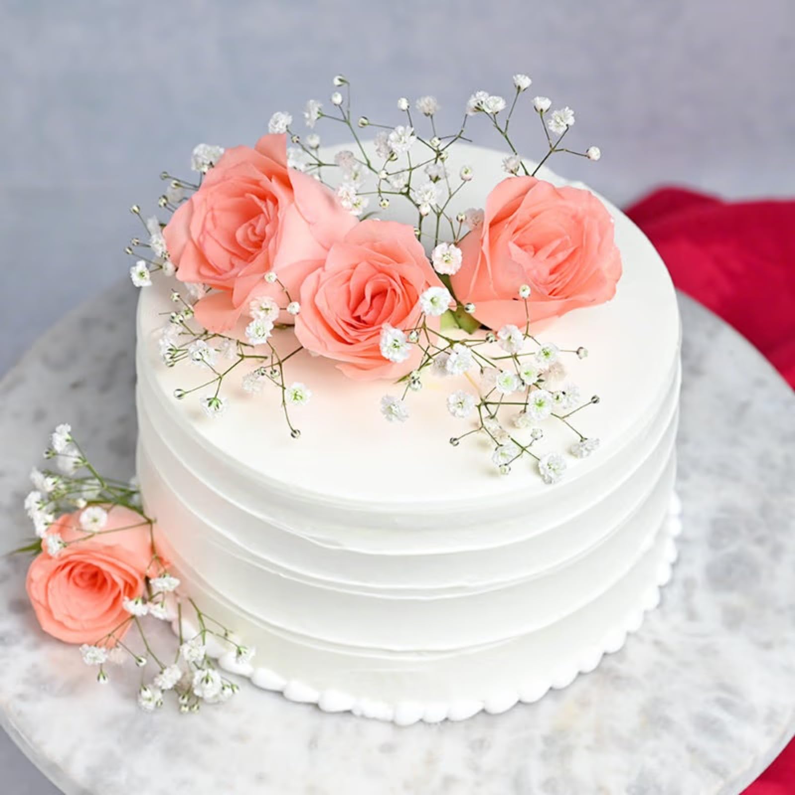 FlowerAura Love Special Delicious Silky Smooth Fresh Yummy Vanilla Cake With Live Pink Roses For Valentine's Day Cake, Birthday Cake, Anniversary Cake & Mother's Day Cake (Same Day Delivery) (3Kg)-image-22