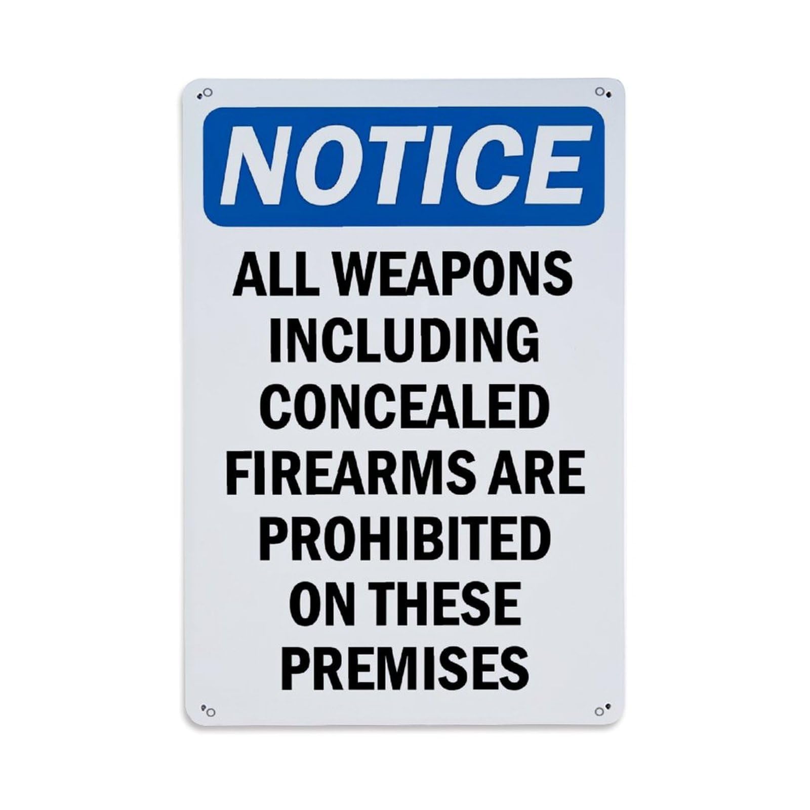 Jdfenggu Vintage Notice Weapons Prohibited On Premises Retro Metal Tin Sign, Metal Poster For Bar, Home, Man Cave, Kitchen, Laundry Room Art Decor 8X12 Inch