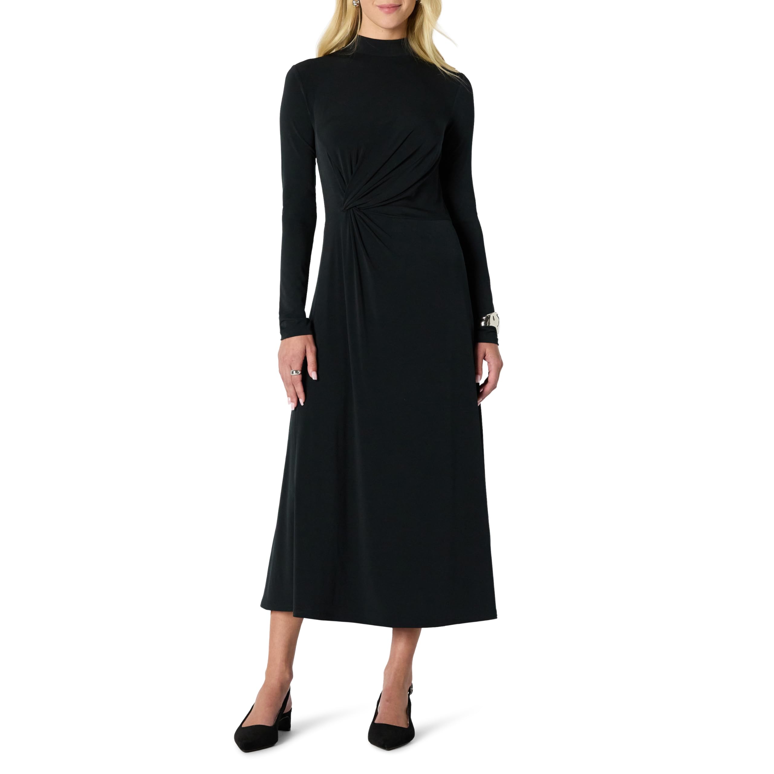 Amazon Essentials Maxi Abito Corto a Maniche Lunghe Taglio Fit and Flare Donna
