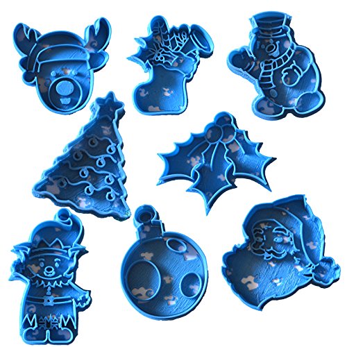 Cuticuter Navidad Pack Cortador de Galletas, Plástico, Azul, 16x14x1.5 cm, 8 Unidades