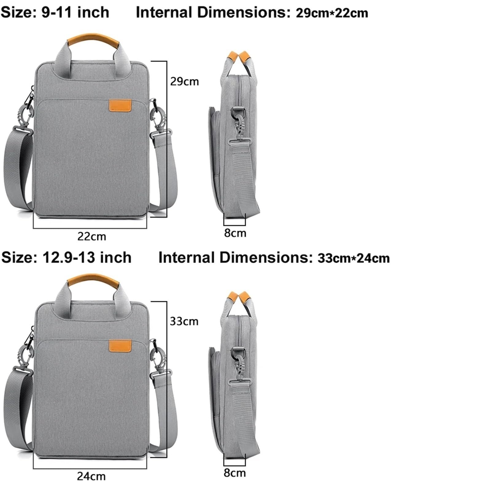 Manicotto per Tablet Borsa a Tracolla for Tablet Borsa a Tracolla Custodia for Tablet Custodia for Tablet Portatile Custodia con Cerniera for Tablet per Tablet(Gray,13.3 inch)