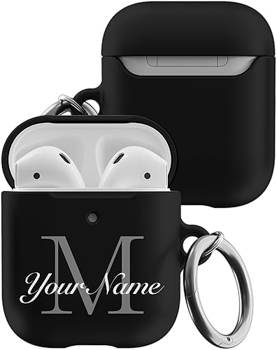 Funda protectora personalizada para AirPods con monograma y nombre, compatible con los AirPods 1 y 2 y Pro 1 y 2, personalizable con la letra
