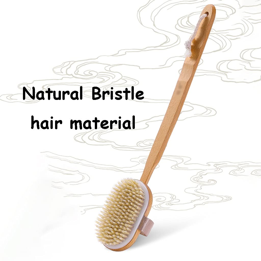Cepillo para el Cuerpo para Cepillado en seco Depurador Corporal Desmontable Natural para Cabello húmedo y seco, Cepillo para la Piel Suave y elástico con cerdas Naturales, Mango de Haya an
