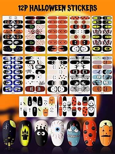12 Fogli Halloween Full Wraps Adesivi Smalto per