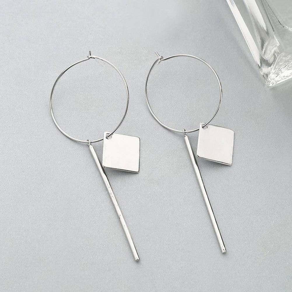 ERH Damenmode Ol Blume Plating Sterling Silber Schmuck 925 Silber Ohrringe Beliebte Wilde Blende Hängen Quadratische Ohr Hängen Weibliche Ohrringe Ohrringe, Weiß