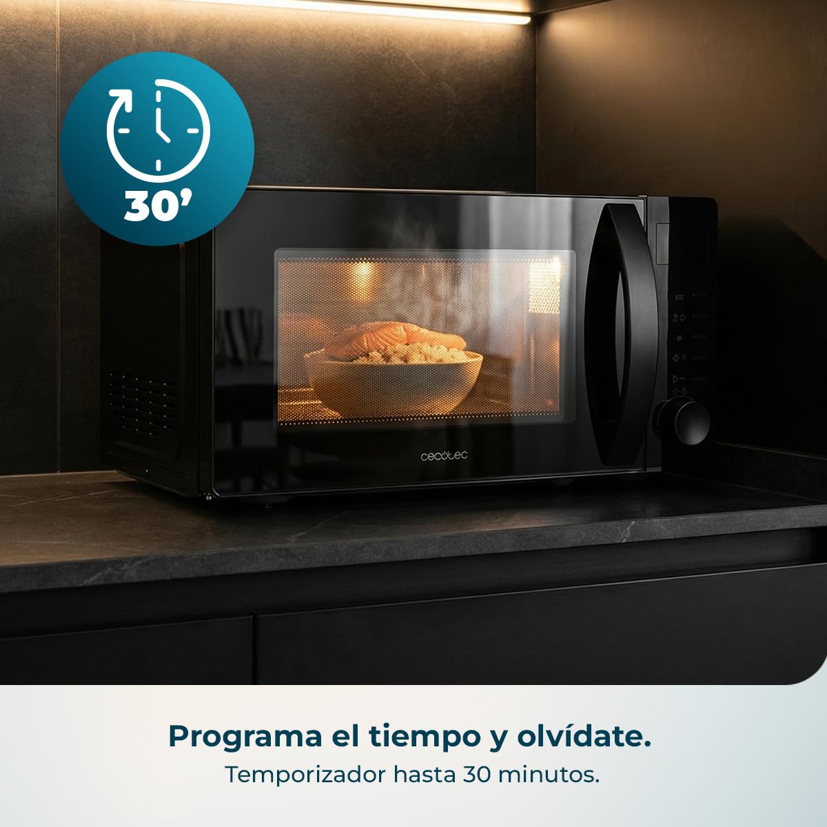 Cecotec Microondas con Grill Proclean 5105 Black. 700W, 20L, Tecnología 3DWave, Grill, 5 Niveles Potencia, Temporizador 30 Min, Descongelación, Pantalla con Reloj, Gratinados Perfectos — view 7