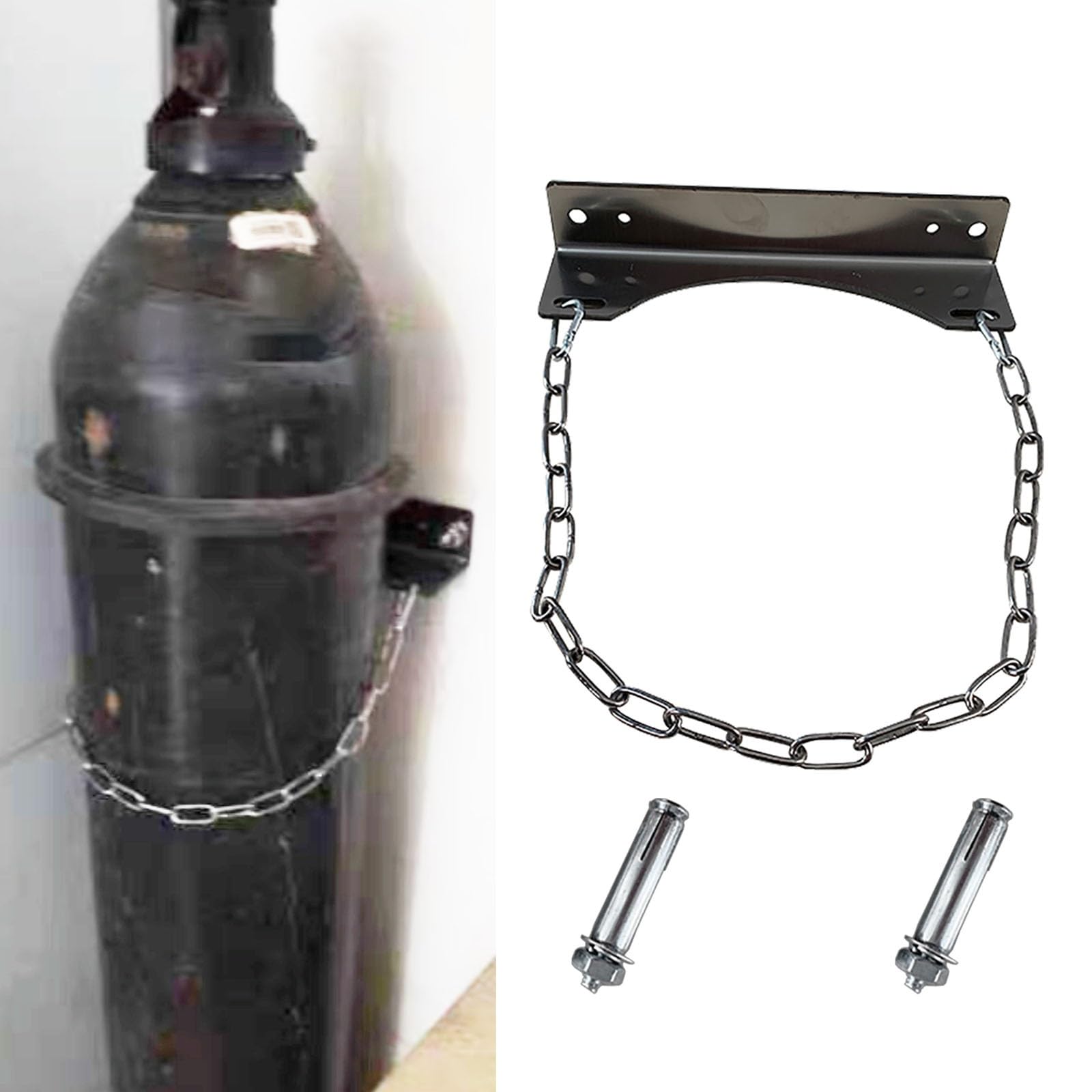 Soporte de Pared para Tanques de nitrógeno y propano, Soporte de Cadena Ajustable para Cilindros, Ideal para el hogar, el Laboratorio y la fábrica: solución Segura para el Almacenamiento de
