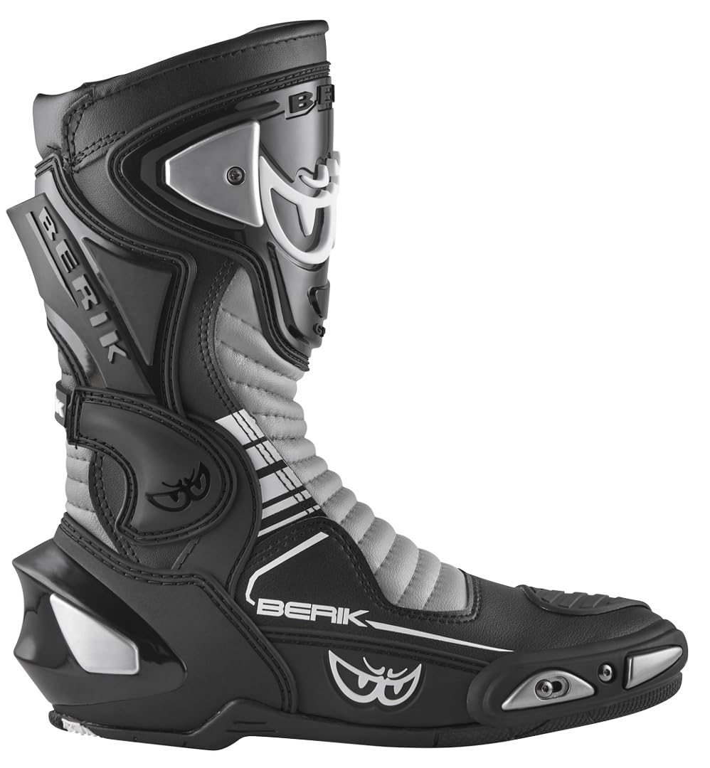 Berik Race-X EVO Stivali da moto, nero/bianco/grigio, 45