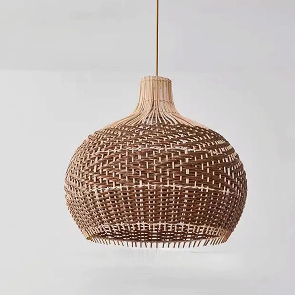 Braided lampshade, Hand-Woven Rattan Pendant Lamp - Bamboo, 40-50cm(C,40cm)