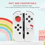 DLseego Strawberry & Cat 4PCS Thumb Grips Caps for Regular Switch / Switch Lite / Switch OLED Joy Con Joystick Soft Silicone Cute Protective Analog 3D Cartoon Button Cap -- White and Red