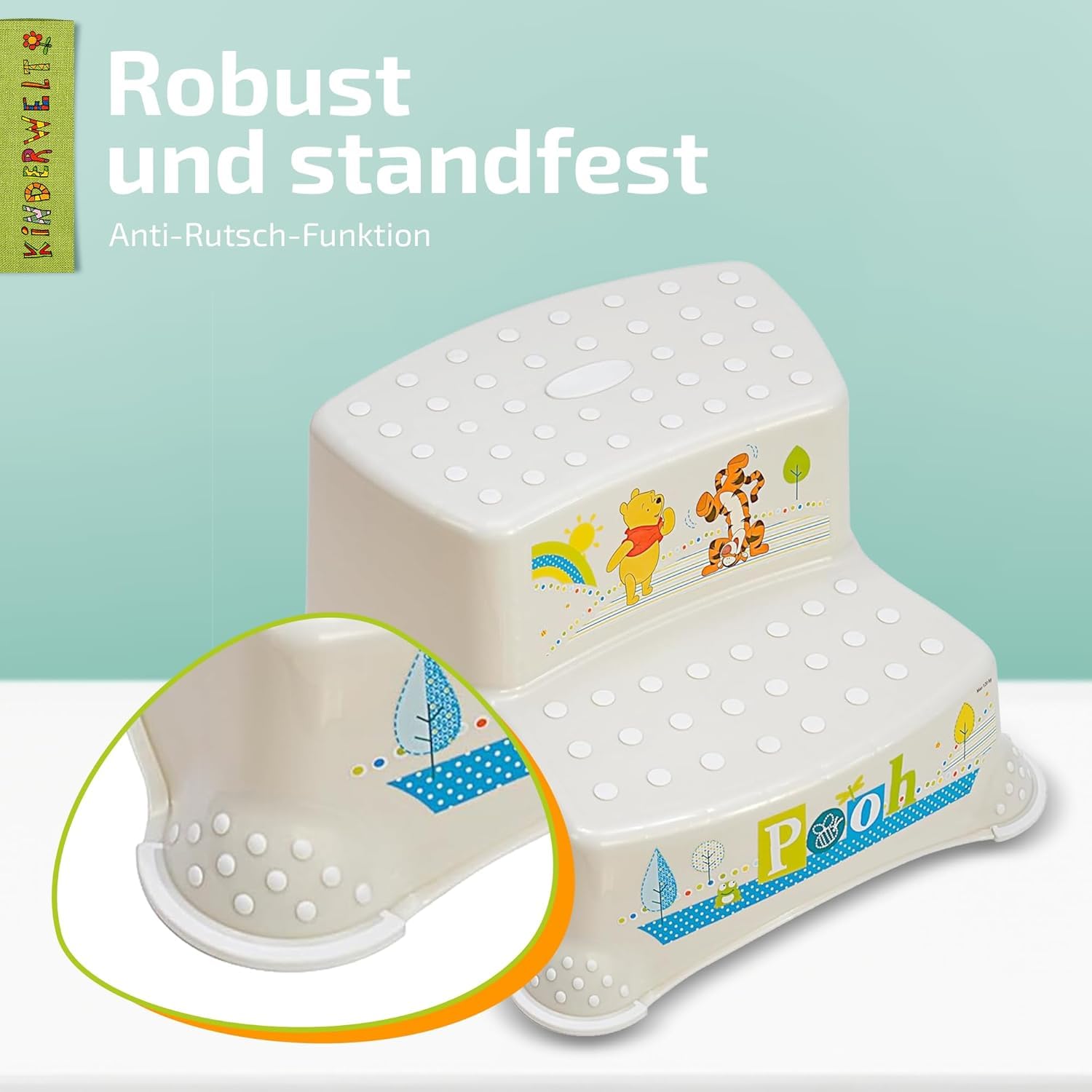 2er Set Z: Perla Premium Disney Winnie The Pooh Perla Blanco Kinder-Toilettensitz + Zweistufiger Taburete Escalón Reductor