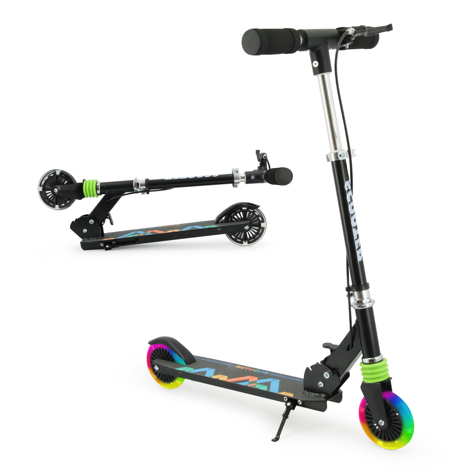 TENBOOM Roller Kinder ab 3 Jahre, 2 Räder Klappbar Scooter,3 Höhenverstellbare Kinderroller,Led-räder Kinderscooter für Mädchen Jungen